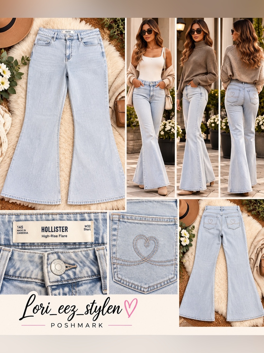 Hollister Light Wash High-Rise Flare Jeans